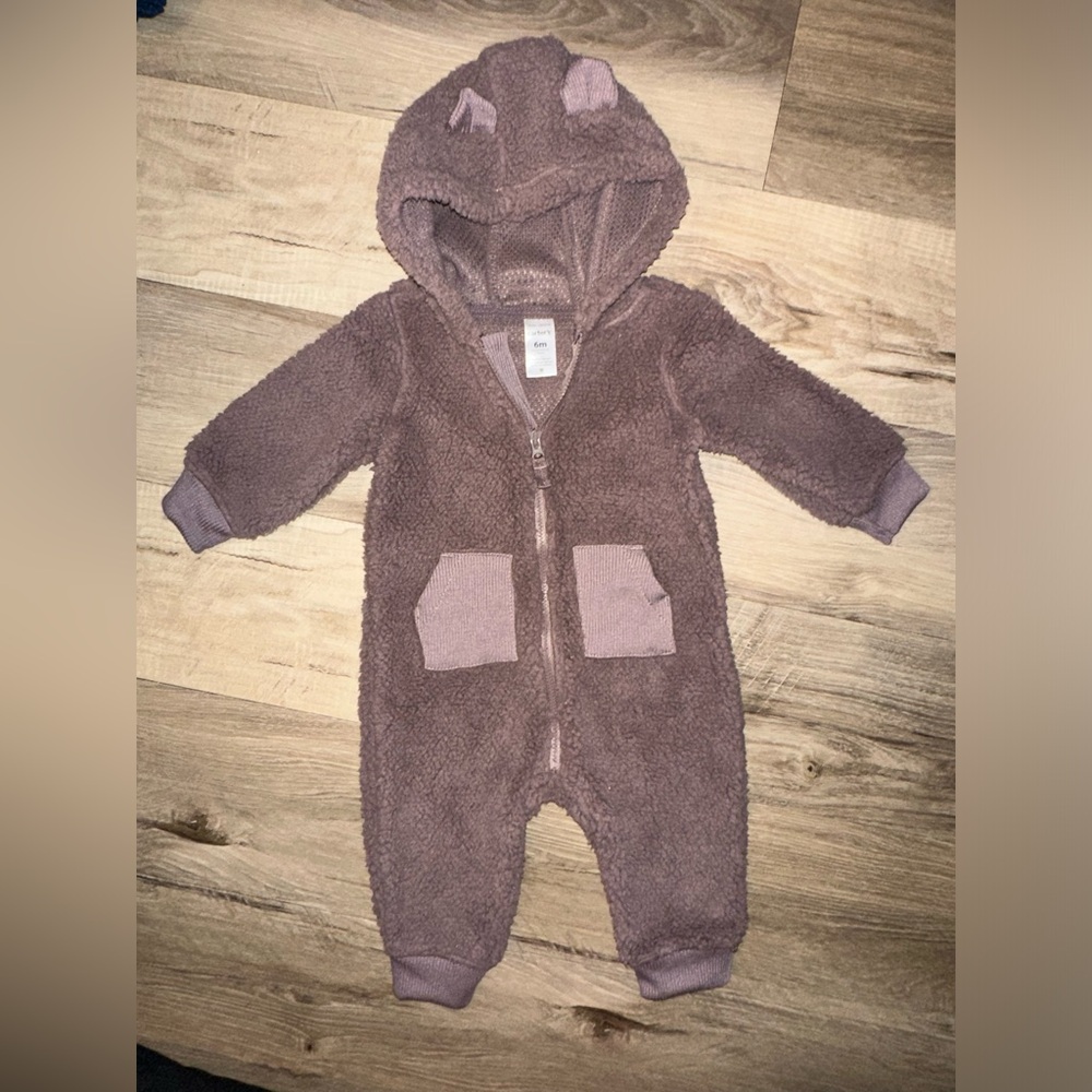 Baby long sleeve ‘bear ears’ jumpsuit, bodysuit